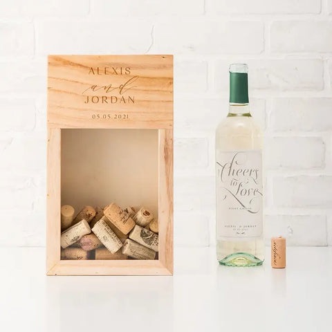 Wood Wine Gift Box Set With 2 Crystal Wine Glasses Personalized by