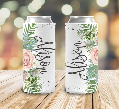 Pink Insulated Slim Can Koozies - Customized with YOUR design!