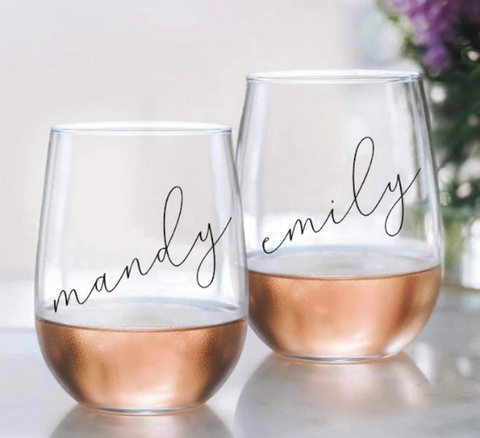 Stemless Wine Glass Favors - Personalized Glasses - Large