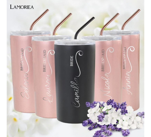 Floral Bridesmaid Personalized Insulated Wine Tumbler