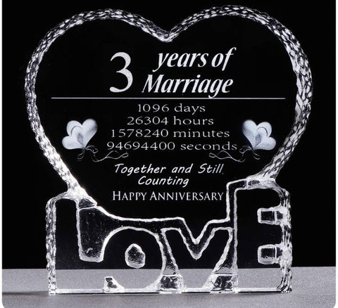 3 Years of Marriage Crystal Keepsake Plaque
