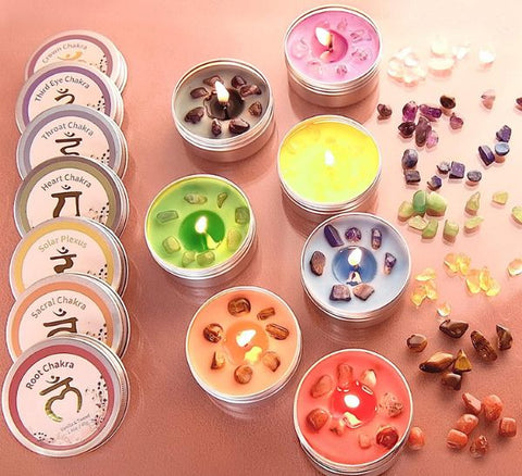 Set of 7 Chakra Crystal Scented Candles