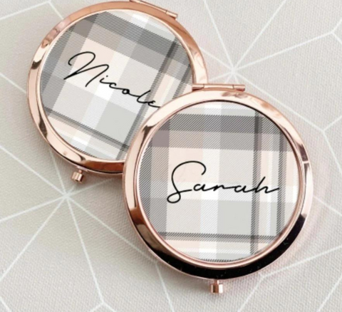 Plaid Compact Mirror