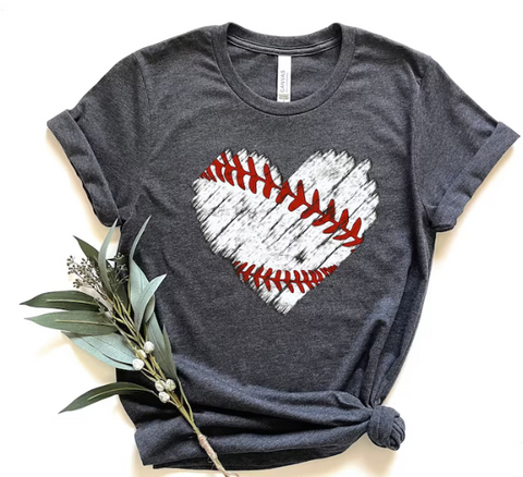 Baseball Distress Heart Shirt