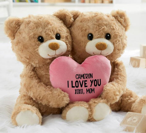 Personalized Hugging Bear with Pink Heart
