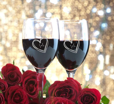 Couple's Heart Stem Wine Glass