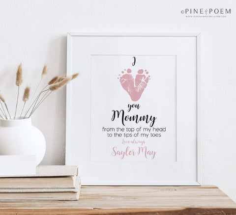 Personalized New Mommy Footprint Art