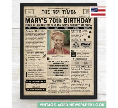 70th Birthday Newspaper Poster