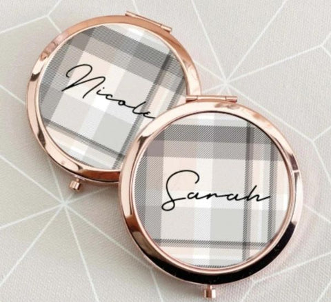 Plaid Compact Mirror