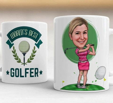 Golf Girl Caricature Mug