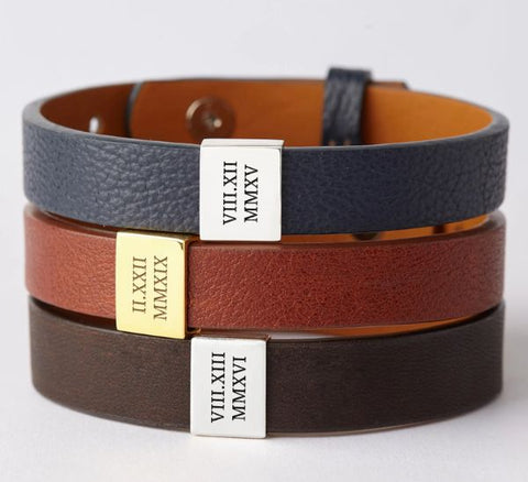 Roman Numerals leather bracelet