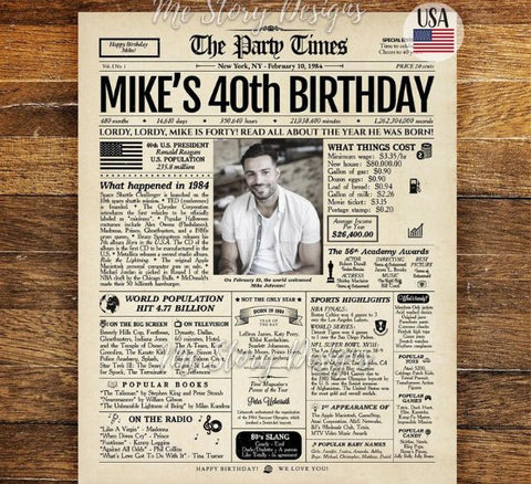 40th Birthday Newspaper Poster