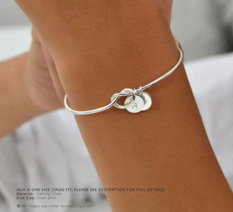 Tiny Sterling Silver Monogram Bracelet Initial Bracelet 