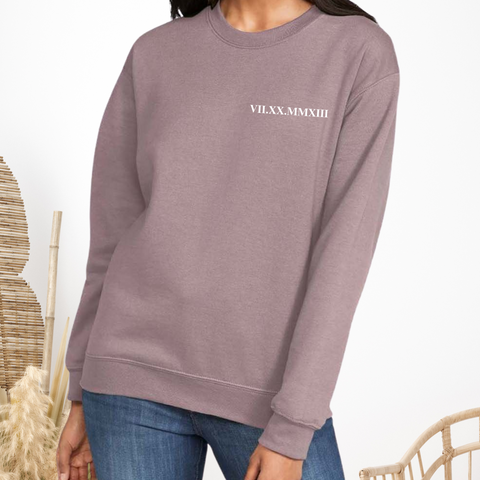 roman numeral embroidered sweatshirt