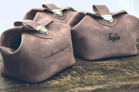 Personalized Signature Leather Cosmetic Bag