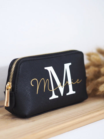 Personalized Modern Monogram Pencil Case and Travel Pouch A