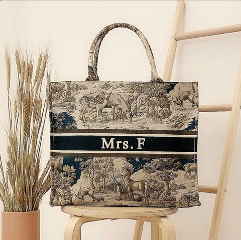 Personalized Cotton Canvas Beach Tote Bag Monogram Tote Bag Initial Canvas  Tote Bridesmaid Gift Tote Custom Beach Bag Gift for Her A-Z