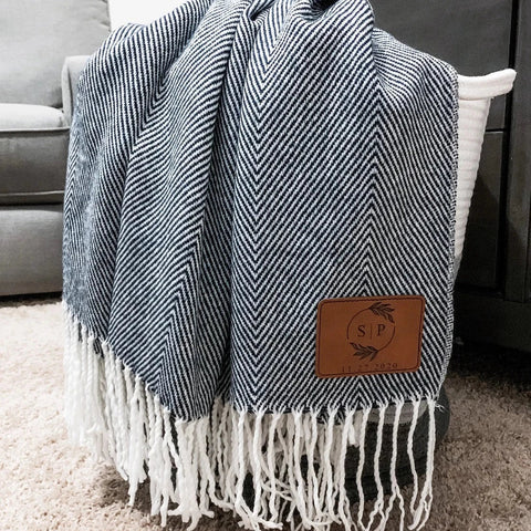 Farmhouse Monogram Throw Blanket