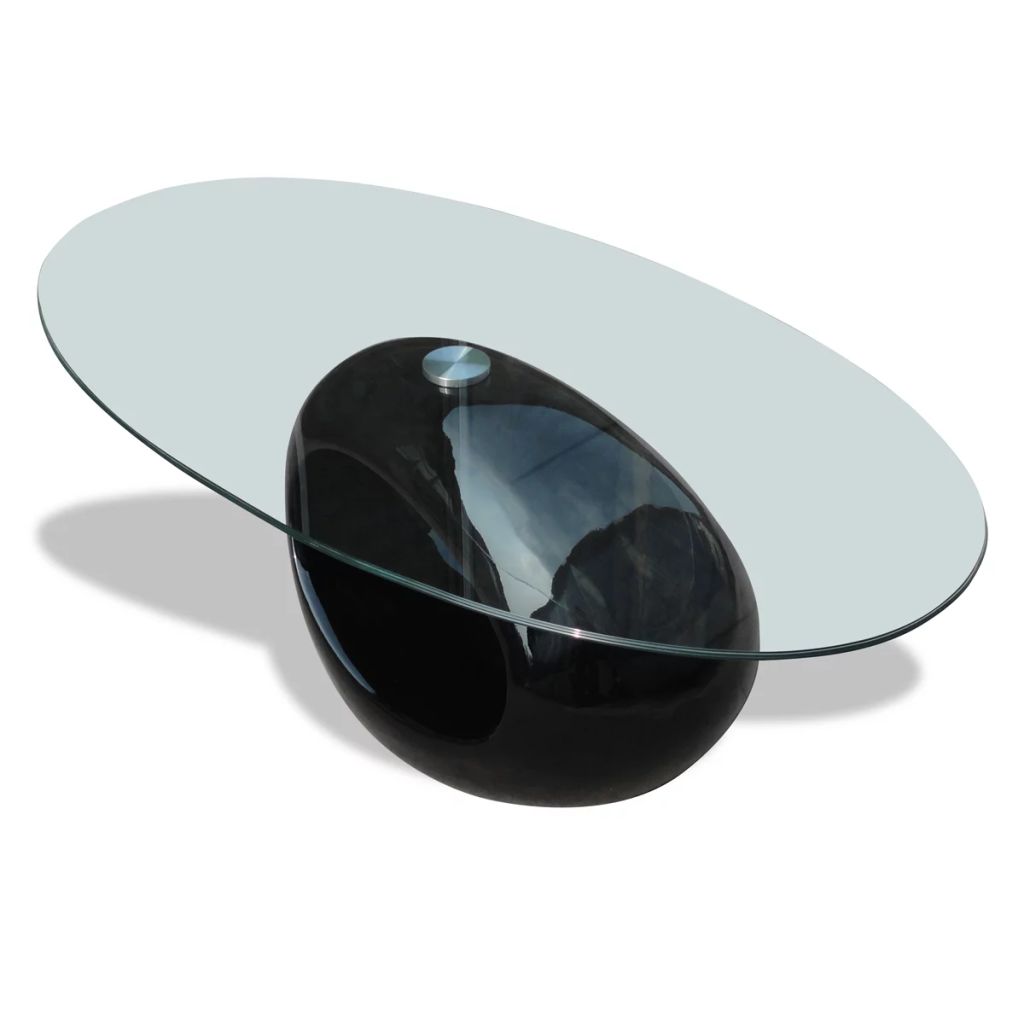 De schuld geven haag monster Salontafel met ovale glazen tafelblad hoogglans zwart – Oletti