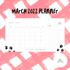 Oday Vets free monthly planner march 2022