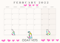 Oday vets February 2022 Monthly Planner Dog Puppy Training