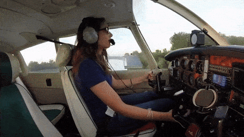 girl pilot flying solo