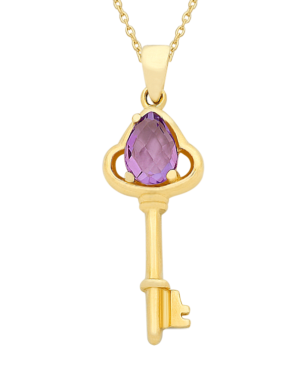 AMETHYST PENDANT - YELLOW GOLD AMETHYST PENDANT