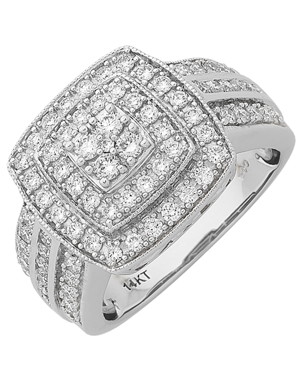 Diamond Ring - 14ct White Gold Diamond Ring - 767636