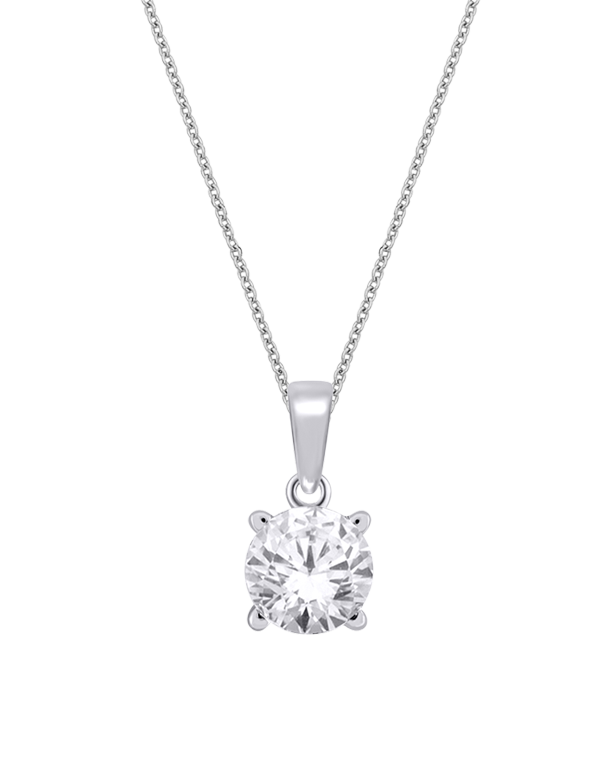 Diamond Pendant - 10ct White Gold Solitaire Pendant - 768585