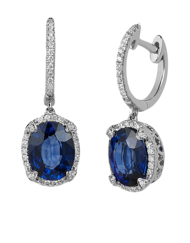 Sapphire Earrings - White Gold Sapphire and Diamond Earrings - 700898 ...