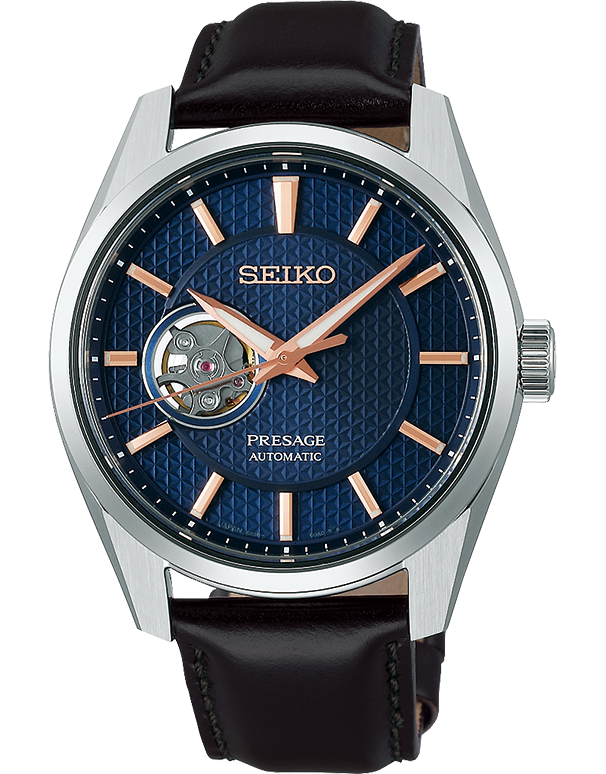 Seiko - Presage Mens Automatic Sharp Edge Blue and Rose 100M Watch - S