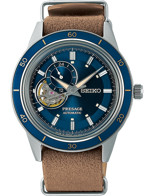 Seiko - Presage Style 60s Blue Dial Open Heart Automatic Watch - SSA45