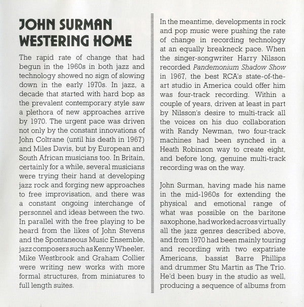 John Surman : Westering Home (CD, Album, RE, RM)
