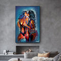 Female lovers in a passionate and lustful kiss.