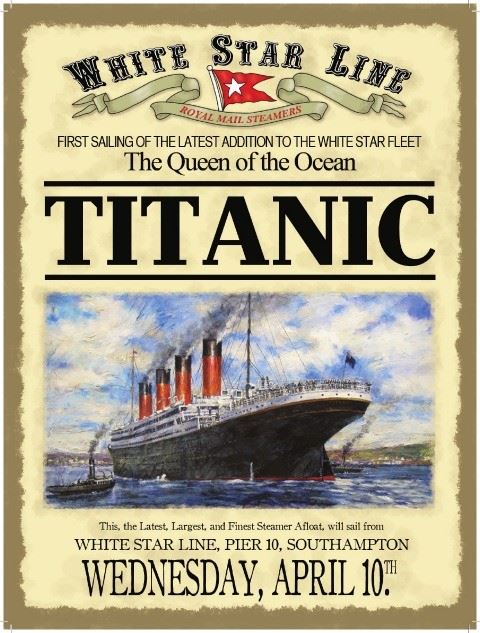 Titanic White Star Line Poster cream metal advertising sign wall plaqu –  Cosy Cottage Antiques