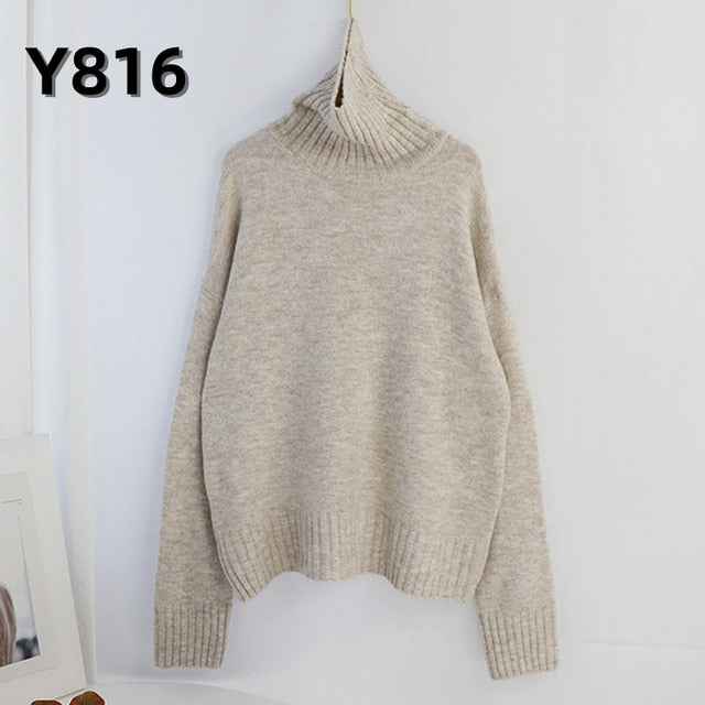 Aachoae Autumn Winter Women Knitted Turtleneck Cashmere Sweater 2020 C –  Allbuyx