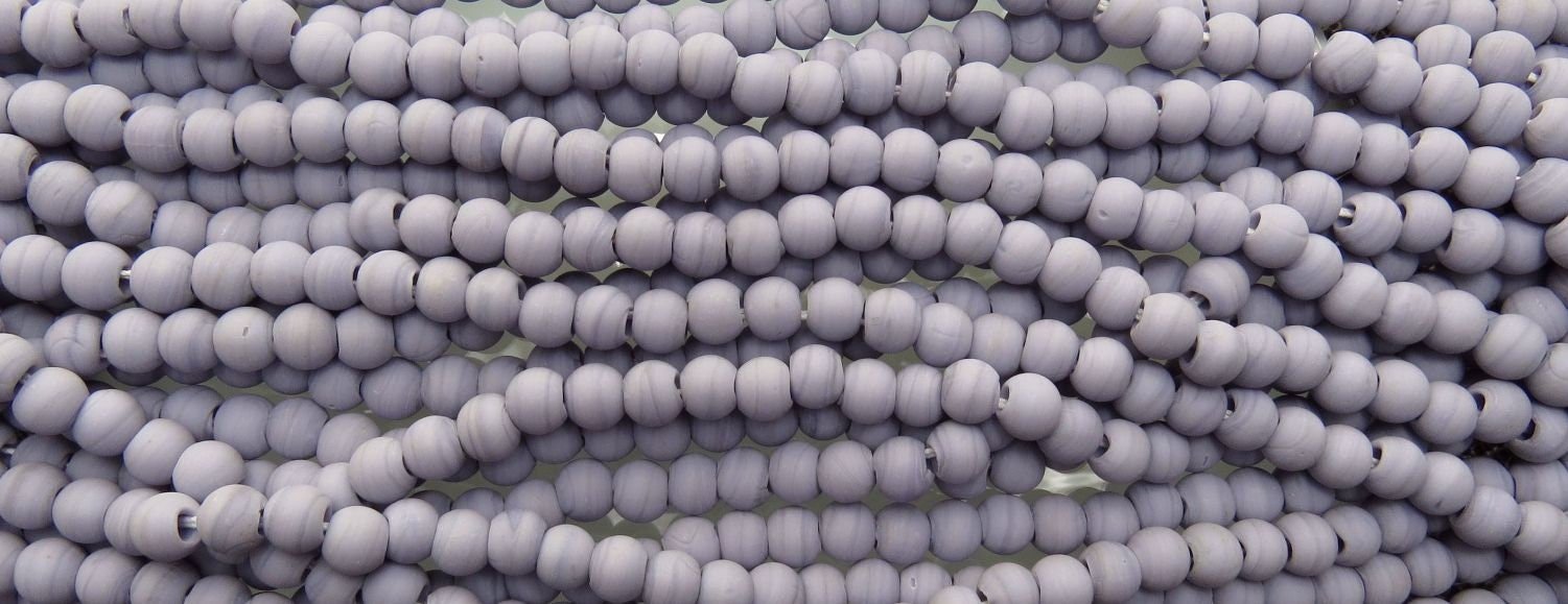10mm (4mm hole size) Matte Opaque Purple Round Recycled Glass Beads - 24 Inch Strand (AW310) - Beads and Babble