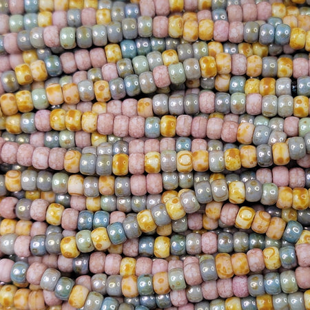 Anissa Exclusive Picasso Mix Czech Glass Large Hole Tube Seed Beads Rustic  Multicolor Rough Aged Tribal 20g for Sale and Wholesale