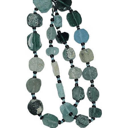 Ancient Glass Made into New Beads, Coin Shape, Seafoam –