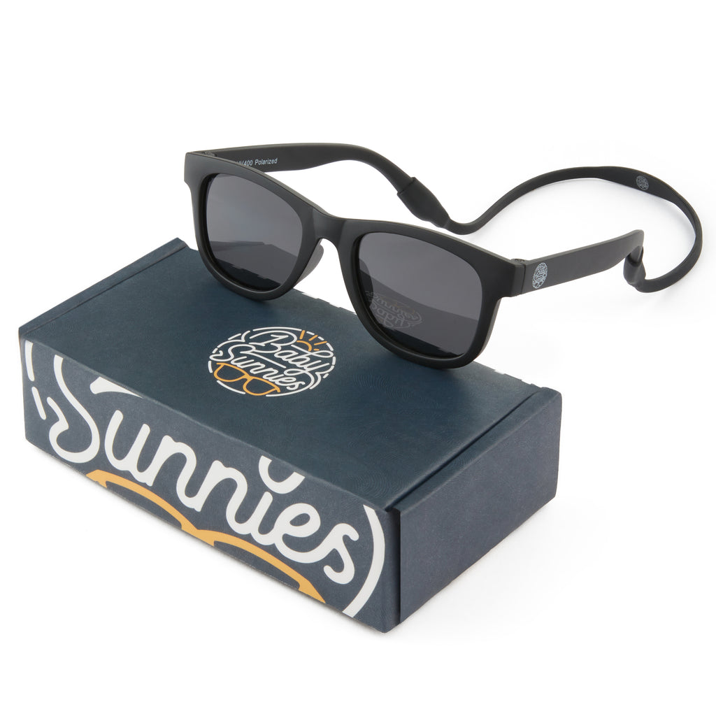 COASION Bendable Flexible Polarized Newborn Baby Sunglasses with strap black