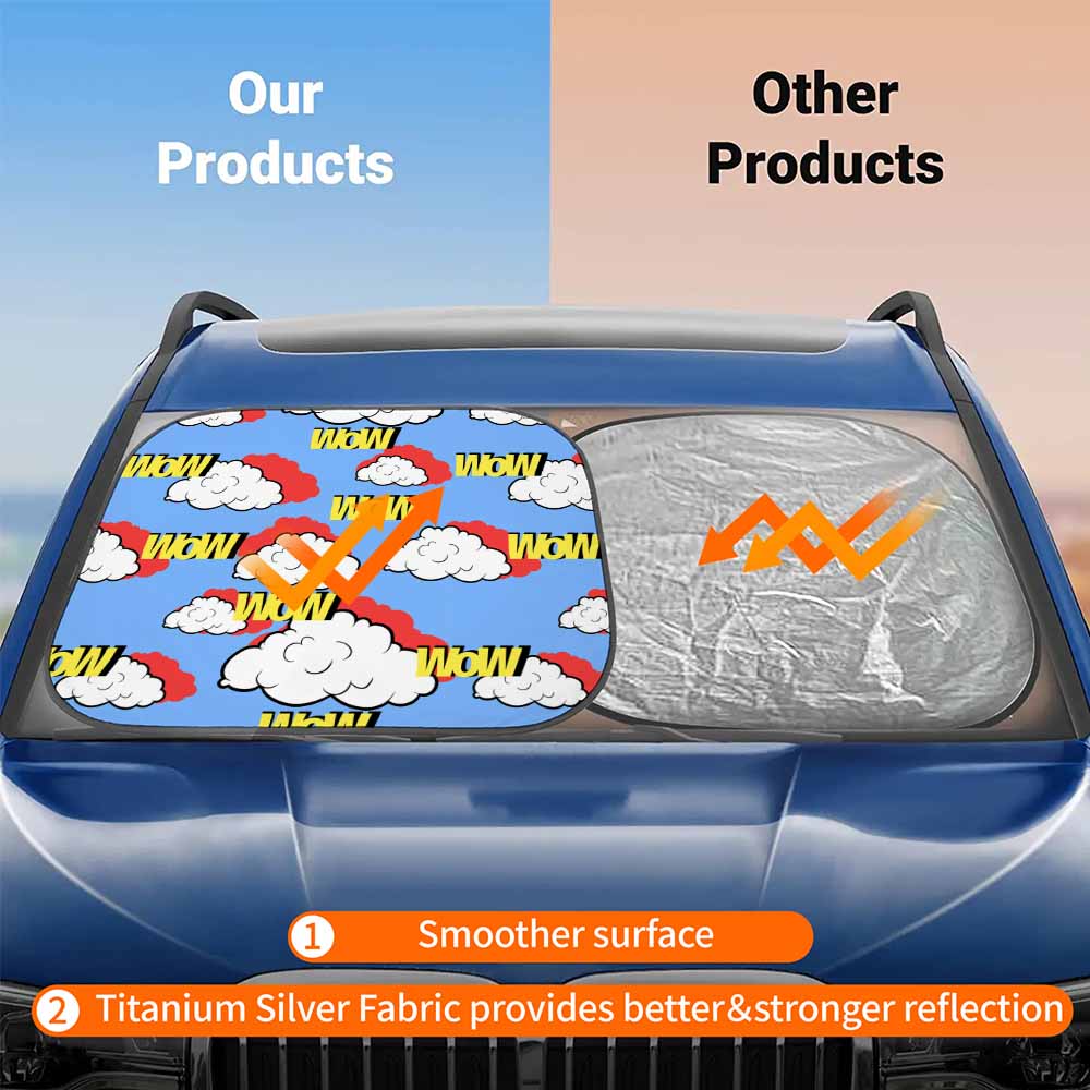 Faltbarer Auto Sonnenschutzhülle Auto-Sonnenblende (Paar) für Frontscheibe  UV-Schutz-Windschutzscheiben-Sonnenblende mit Fotos Muster Text Logo selbst  gestalten und bedrucken
