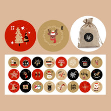 Lade das Bild in den Galerie-Viewer, 24 Stück / Set Weihnachtskalender nummerierte Aufkleber für DIY Weihnachtsdekoration
