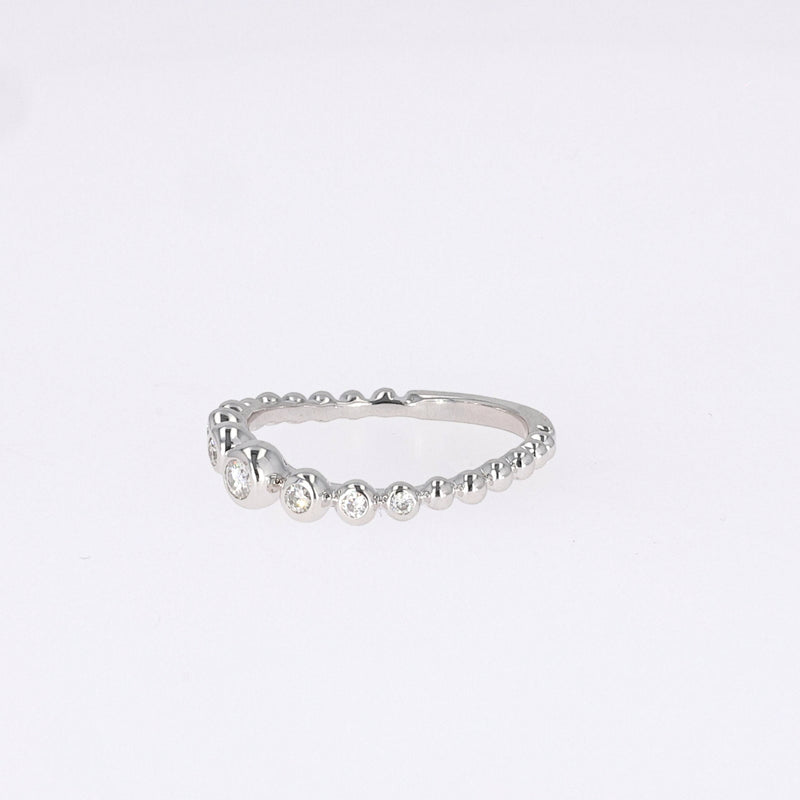 0.18 CTW DEW Round Near-Colorless Moissanite Band in 14K White Gold