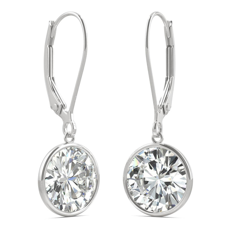 3.80 CTW DEW Round Moissanite Solitaire Earrings in 14K White Gold