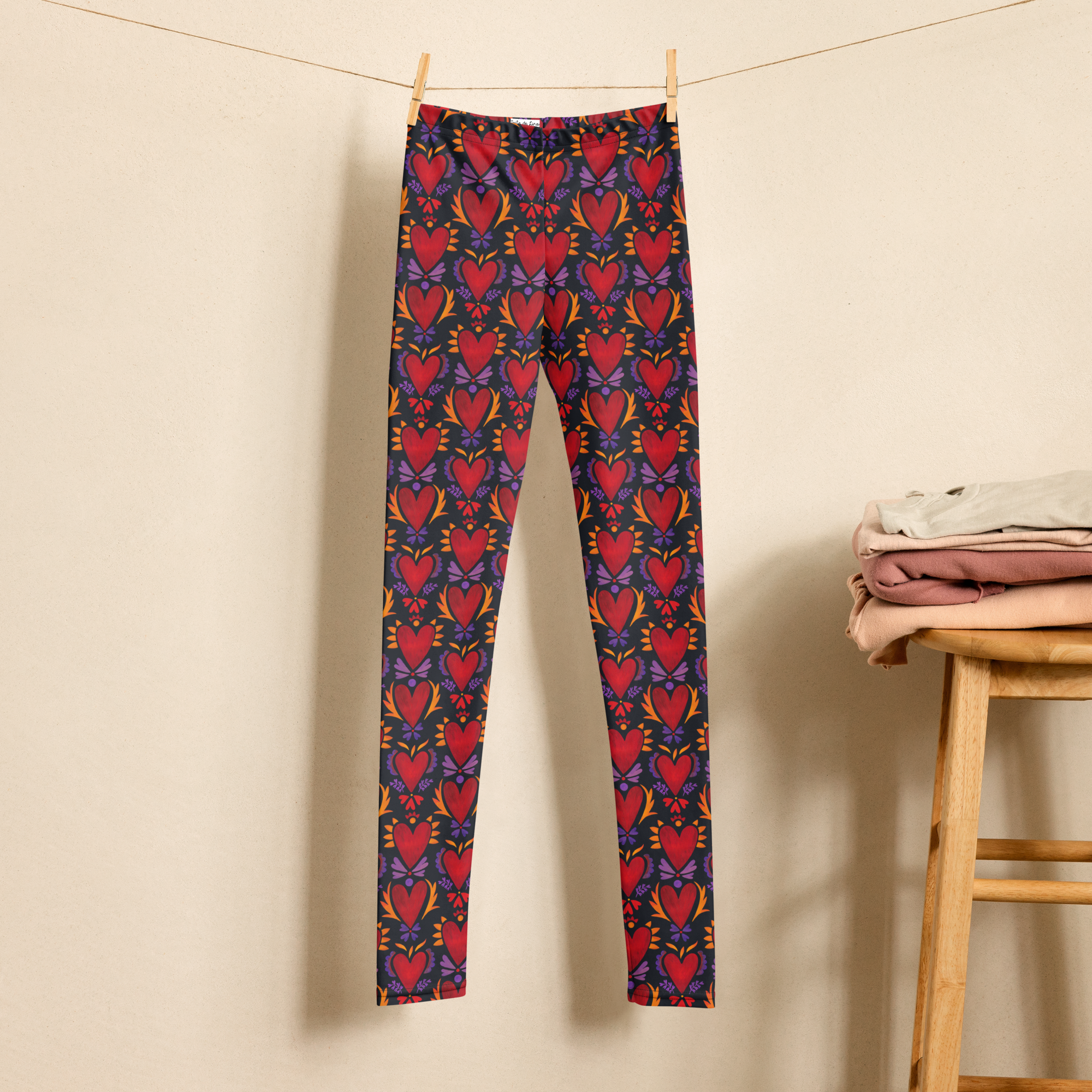 Flaming_heart_all-over-print-youth-leggings