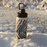 Zebra Print - Blue and Forest Green Water Bottle