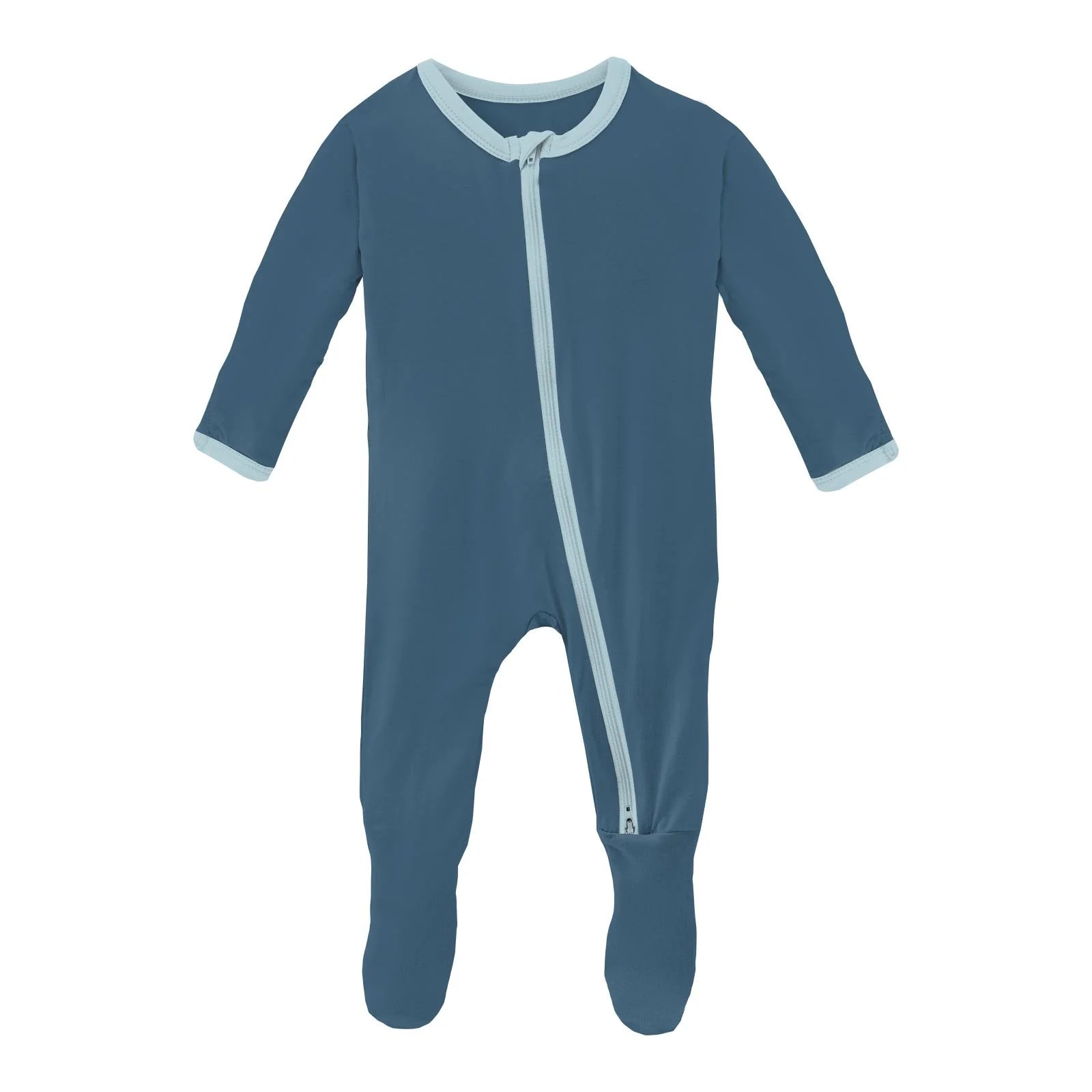 2 Way Zipper Footie || Deep Sea & Spring Sky