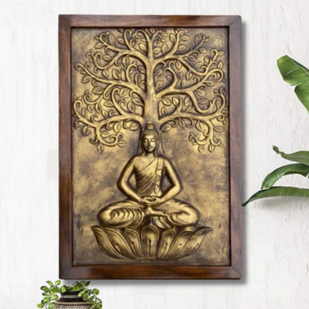 Enlightenment Buddha 3D Wall Art (36 x 24 Inches) - Punam Metalcrafts