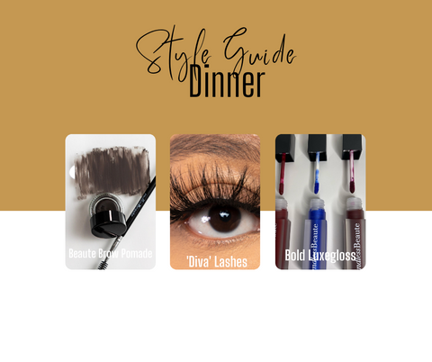 Tan and white blog graphic. Dinner style guide for vacation or date night. three photos of products to wear for dinner