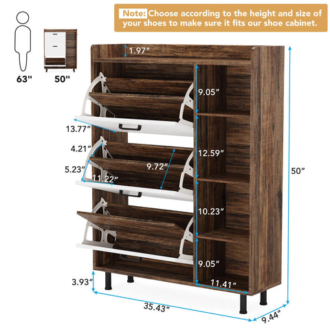 Tribesigns Sabina 55 in. H x 25 in. W White Wood Shoe Storage Cabinet, 24-Pair Shoe Cube Organizer